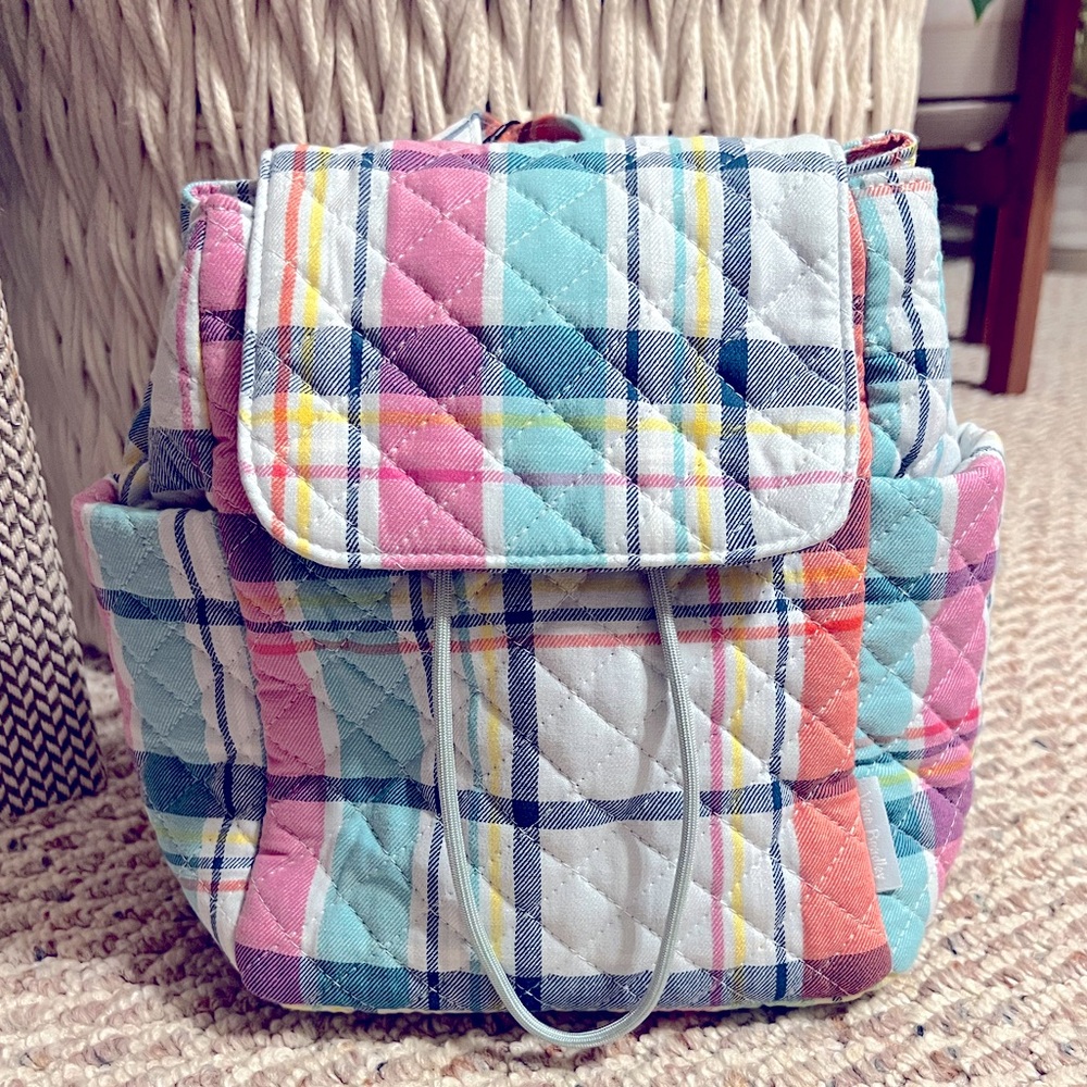 NWT Vera Bradley Pastel Plaid Mini Backpack